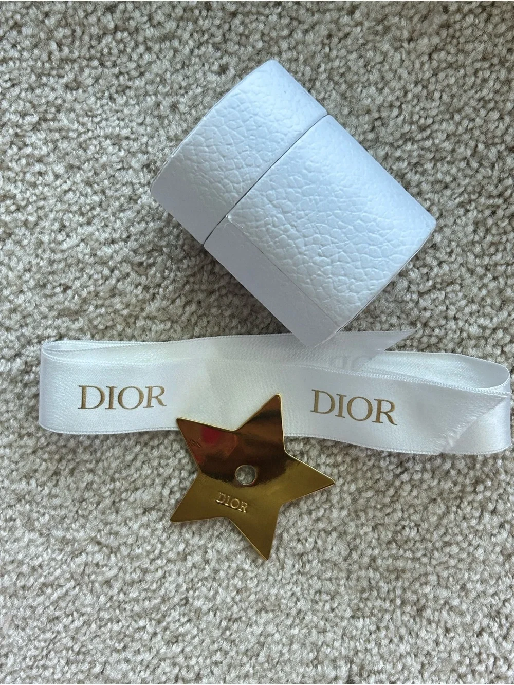 Dior Mitzah Scarf Cylinder Box, Ribbon, gold Dior Star